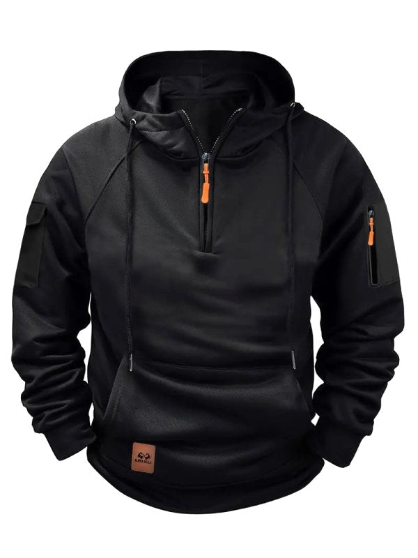 Dylan | Men's Half-Zip Hooded Pullover, Kangaroo Pocket Hoodie | Dressific | Navy