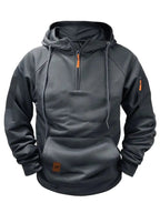 Dylan | Men's Half-Zip Hooded Pullover, Kangaroo Pocket Hoodie | Dressific | Red