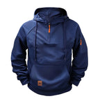 Dylan | Men's Half-Zip Hooded Pullover, Kangaroo Pocket Hoodie | Dressific | Blue