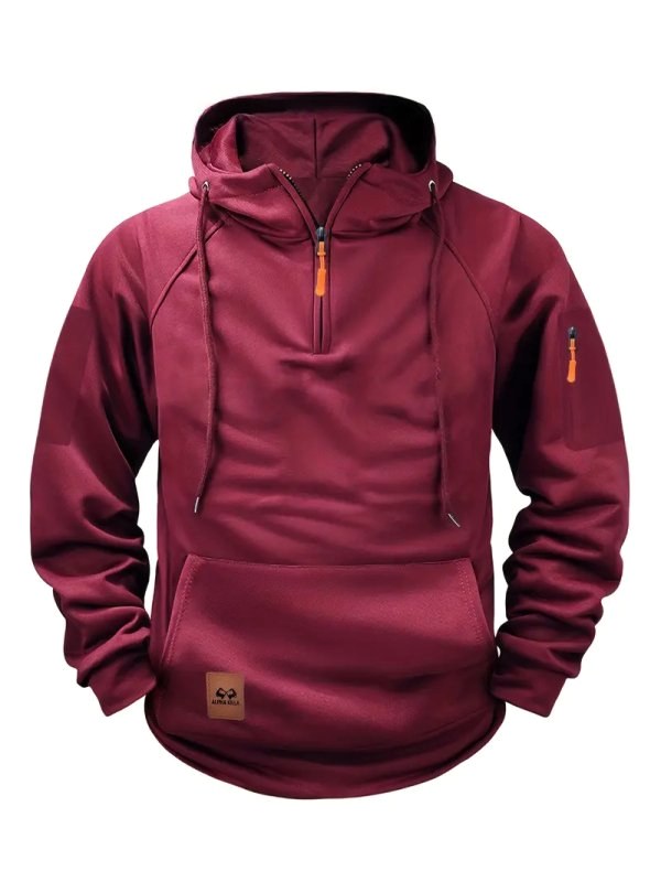 Dylan | Men's Half-Zip Hooded Pullover, Kangaroo Pocket Hoodie | Dressific