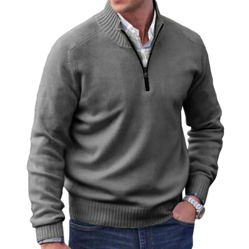 Eberhard | Men's Italian Jumper with Zip, Elegant Knit Jumper | My Sweet Wardrobe | Purple