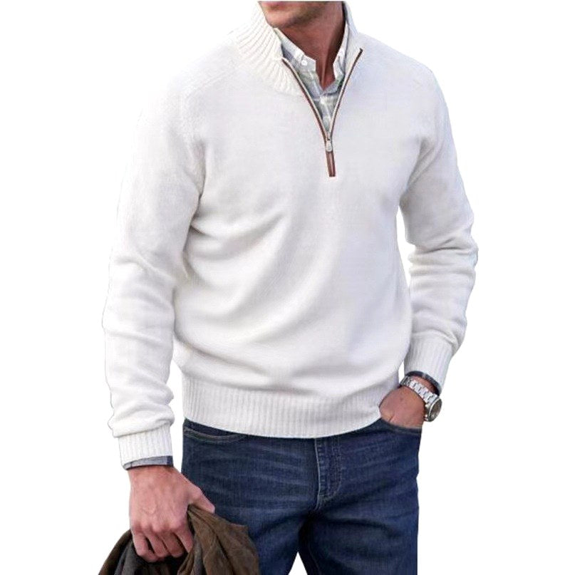 Eberhard | Men's Italian Jumper with Zip, Elegant Knit Jumper | My Sweet Wardrobe | Purple