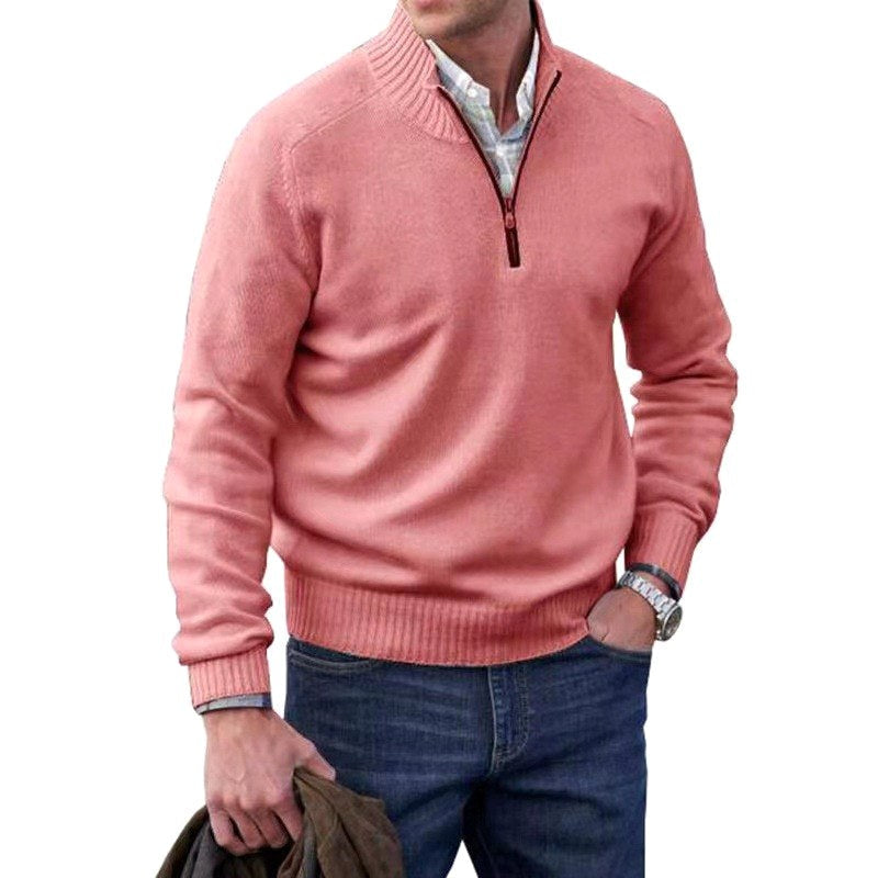 Eberhard | Men's Italian Jumper with Zip, Elegant Knit Jumper | My Sweet Wardrobe | Purple