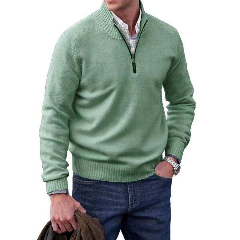 Eberhard | Men's Italian Jumper with Zip, Elegant Knit Jumper | My Sweet Wardrobe | Blue
