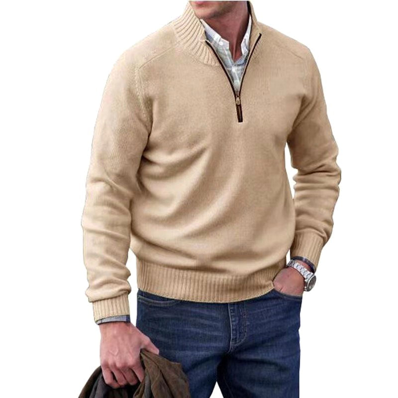 Eberhard | Men's Italian Jumper with Zip, Elegant Knit Jumper | My Sweet Wardrobe | Blue