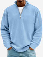 Eckhard | Men's Sweatshirt with Half-Zip and Ribbed Structure, Oversized Sweatshirt | My Sweet Wardrobe | Blue