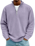 Eckhard | Men's Sweatshirt with Half-Zip and Ribbed Structure, Oversized Sweatshirt | My Sweet Wardrobe | Grey