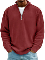 Eckhard | Men's Sweatshirt with Half-Zip and Ribbed Structure, Oversized Sweatshirt | My Sweet Wardrobe | Grey