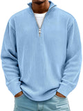 Eckhard | Men's Sweatshirt with Half-Zip and Ribbed Structure, Oversized Sweatshirt | My Sweet Wardrobe | Blue