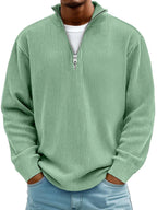 Eckhard | Men's Sweatshirt with Half-Zip and Ribbed Structure, Oversized Sweatshirt | My Sweet Wardrobe | Blue