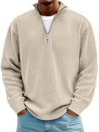 Eckhard | Men's Sweatshirt with Half-Zip and Ribbed Structure, Oversized Sweatshirt | My Sweet Wardrobe | Blue