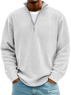 Eckhard | Men's Sweatshirt with Half-Zip and Ribbed Structure, Oversized Sweatshirt | My Sweet Wardrobe | Blue