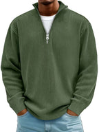 Eckhard | Men's Sweatshirt with Half-Zip and Ribbed Structure, Oversized Sweatshirt | My Sweet Wardrobe | Grey
