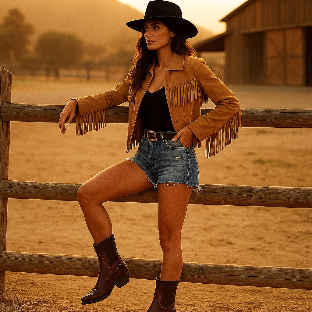 Edith | Women's Leather Cowboy Boots, Western Style Ankle Boots | My Sweet Wardrobe