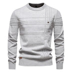 Edmund | Men's Jumper with Check Pattern, Classic Knit Jumper | My Sweet Wardrobe | Light Grey