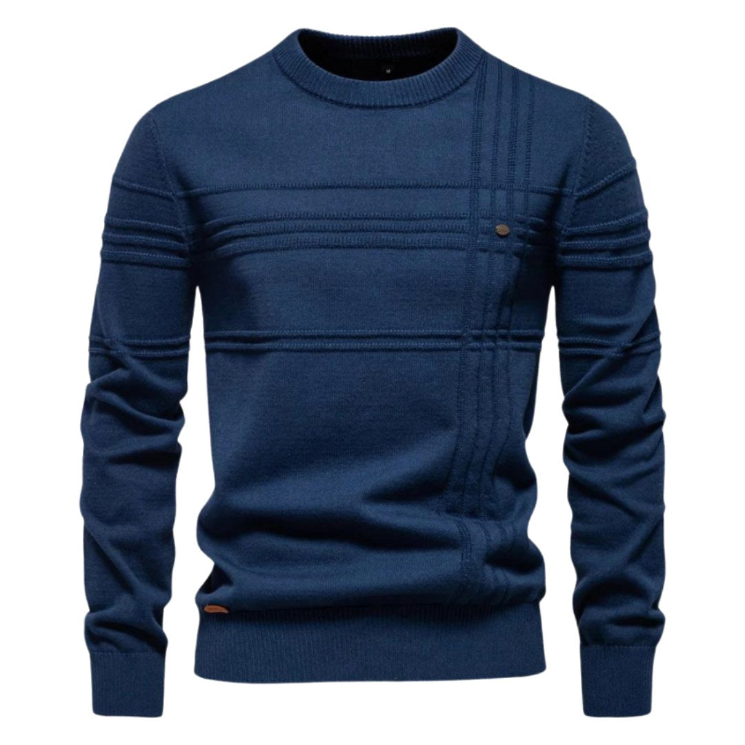 Edmund | Men's Jumper with Check Pattern, Classic Knit Jumper | My Sweet Wardrobe | Light Grey