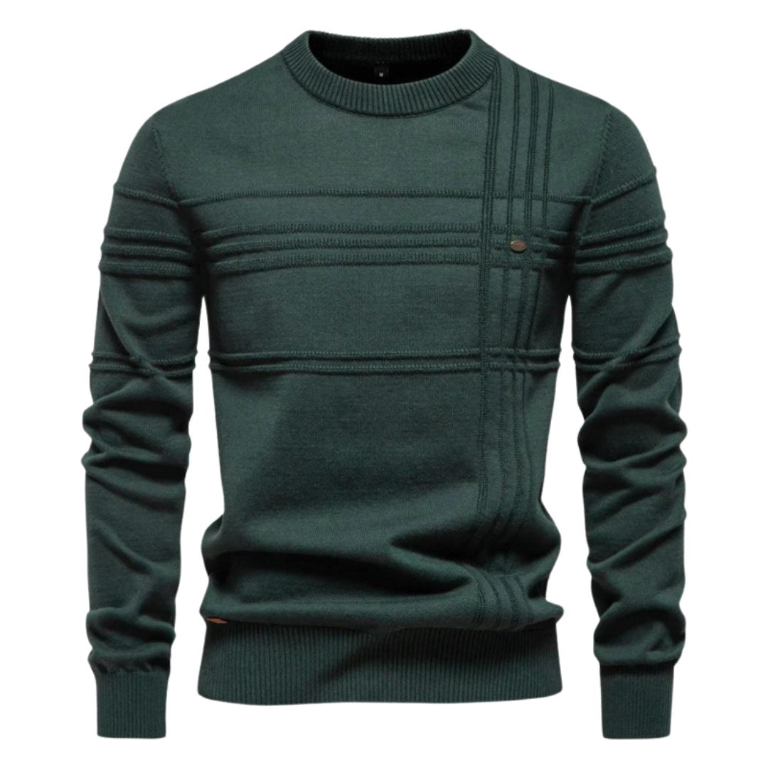 Edmund | Men's Jumper with Check Pattern, Classic Knit Jumper | My Sweet Wardrobe | Light Grey