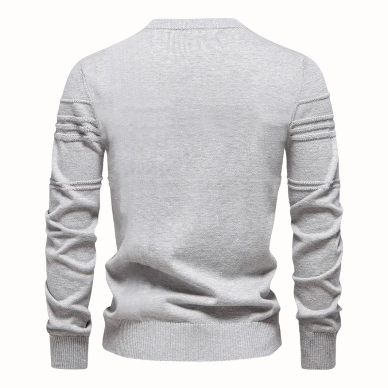 Edmund | Men's Jumper with Check Pattern, Classic Knit Jumper | My Sweet Wardrobe | Grey