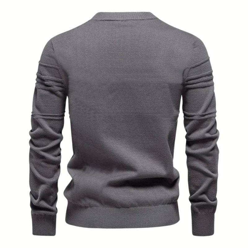Edmund | Men's Jumper with Check Pattern, Classic Knit Jumper | My Sweet Wardrobe | Grey