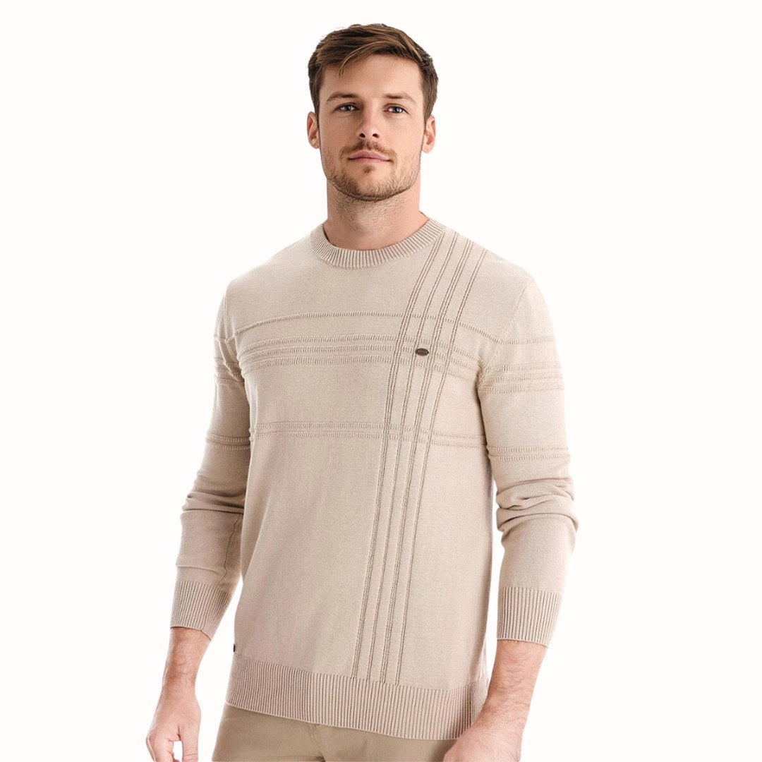 Edmund | Men's Jumper with Check Pattern, Classic Knit Jumper | My Sweet Wardrobe | Grey