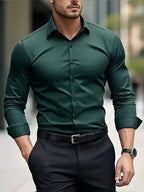 Edward | Men's Long-Sleeved Breathable Shirt, Slim-Fit Smart Shirt | My Sweet Wardrobe | Green