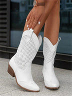 Eleanor | Women's Leather Cowboy Boots, Block Heel Ankle Boots | My Sweet Wardrobe