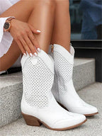 Eleanor | Women's Leather Cowboy Boots, Block Heel Ankle Boots | My Sweet Wardrobe