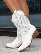 Eleanor | Women's Leather Cowboy Boots, Block Heel Ankle Boots | My Sweet Wardrobe