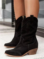 Eleanor | Women's Leather Cowboy Boots, Block Heel Ankle Boots | My Sweet Wardrobe