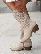 Eleanor | Women's Leather Cowboy Boots, Block Heel Ankle Boots | My Sweet Wardrobe