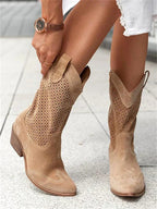 Eleanor | Women's Leather Cowboy Boots, Block Heel Ankle Boots | My Sweet Wardrobe