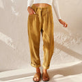 Eliane | Women's High-Waist Wide-Leg Corduroy Trousers, Pleated Front Trousers | My Sweet Wardrobe | Khaki