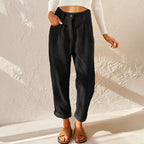 Eliane | Women's High-Waist Wide-Leg Corduroy Trousers, Pleated Front Trousers | My Sweet Wardrobe