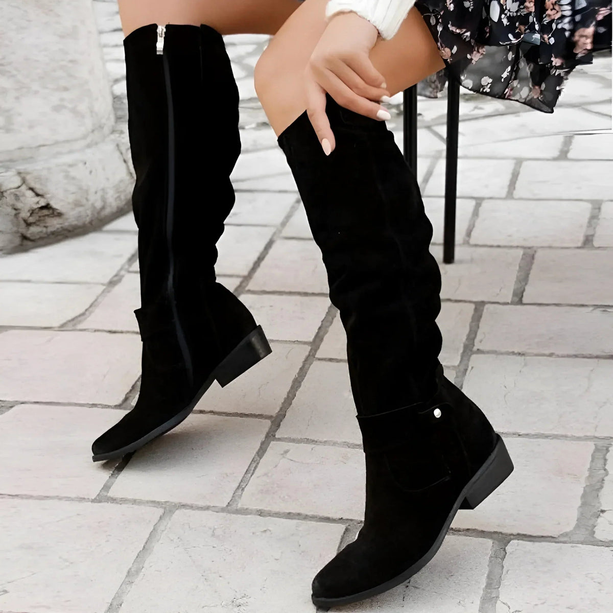 Eliza | Women's Suede-Effect Ankle Boots, Premium Autumn Boots | My Sweet Wardrobe | Black