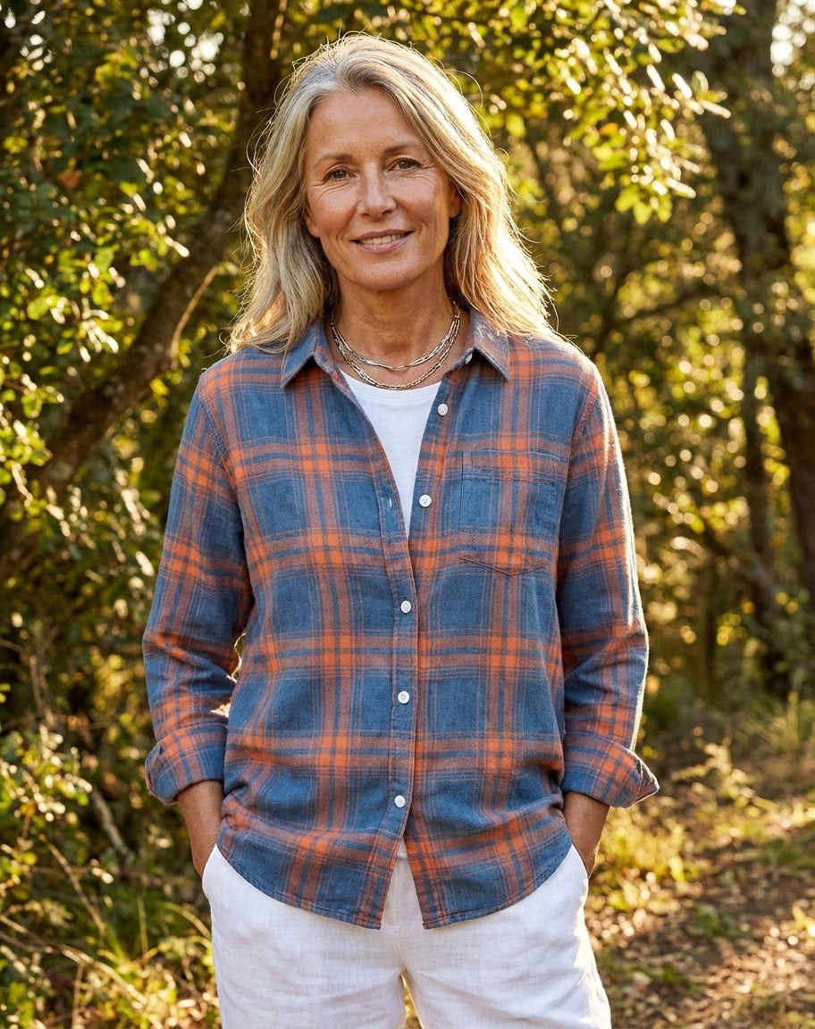 Ella | Women's Plaid Flannel Shirt, Regular-Fit Cotton Shirt | My Sweet Wardrobe
