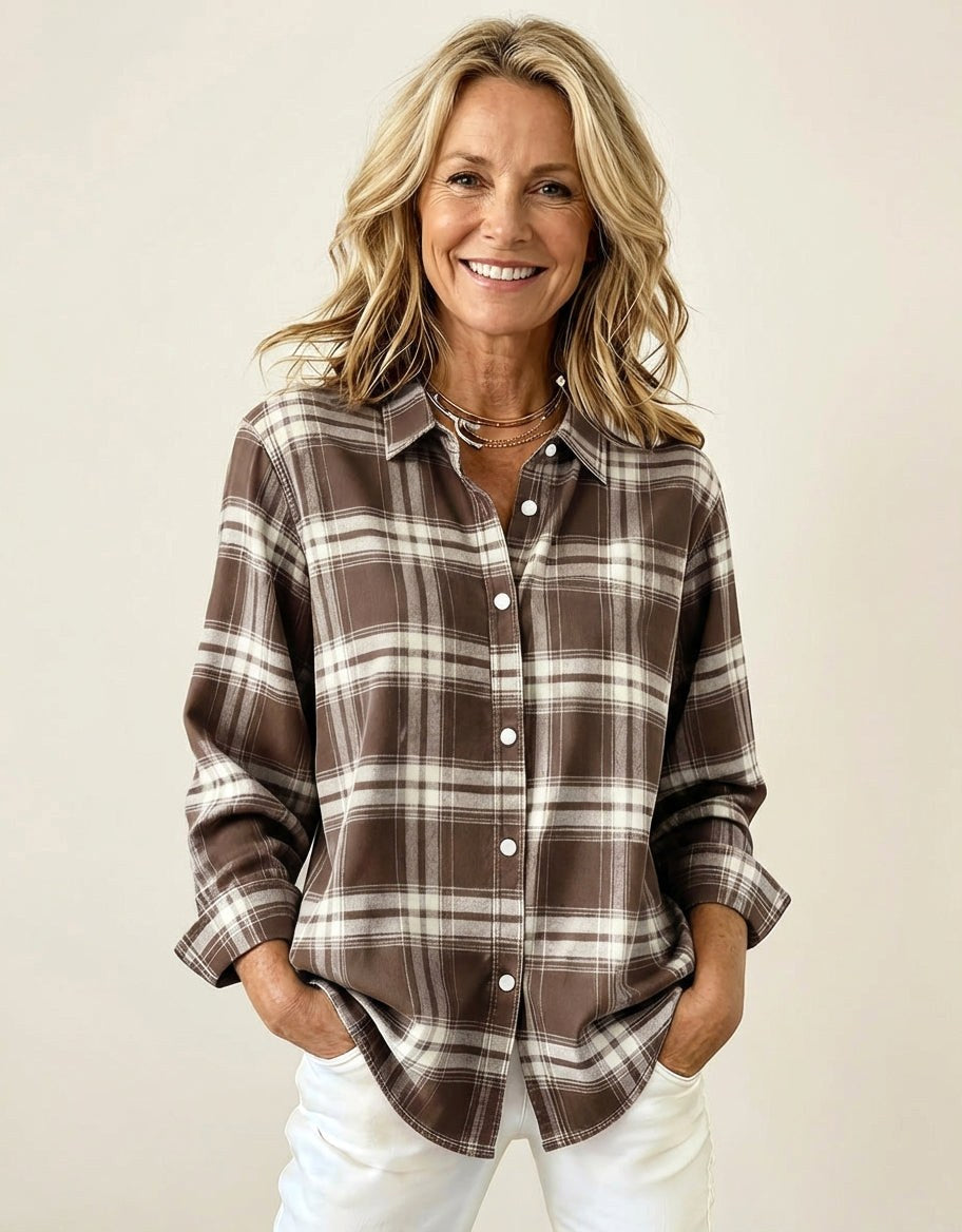 Ella | Women's Plaid Flannel Shirt, Regular-Fit Cotton Shirt | My Sweet Wardrobe