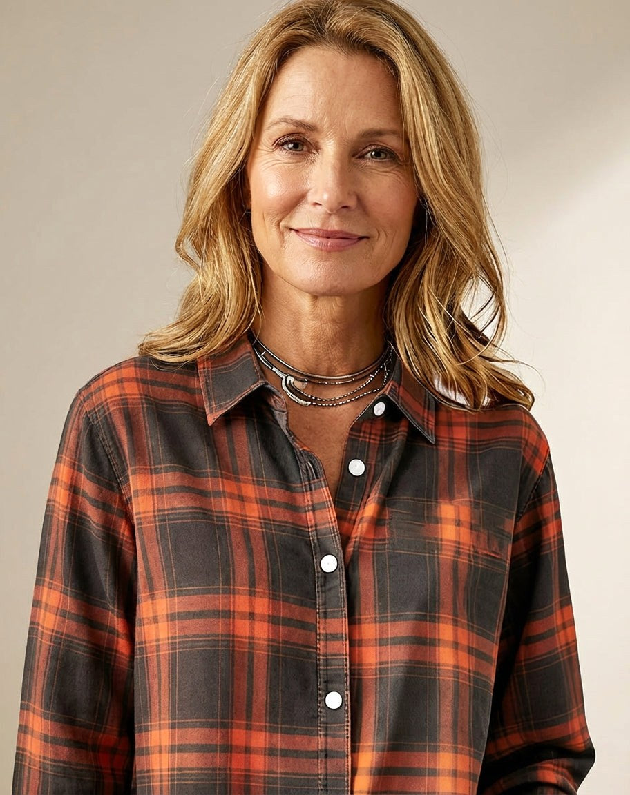 Ella | Women's Plaid Flannel Shirt, Regular-Fit Cotton Shirt | My Sweet Wardrobe