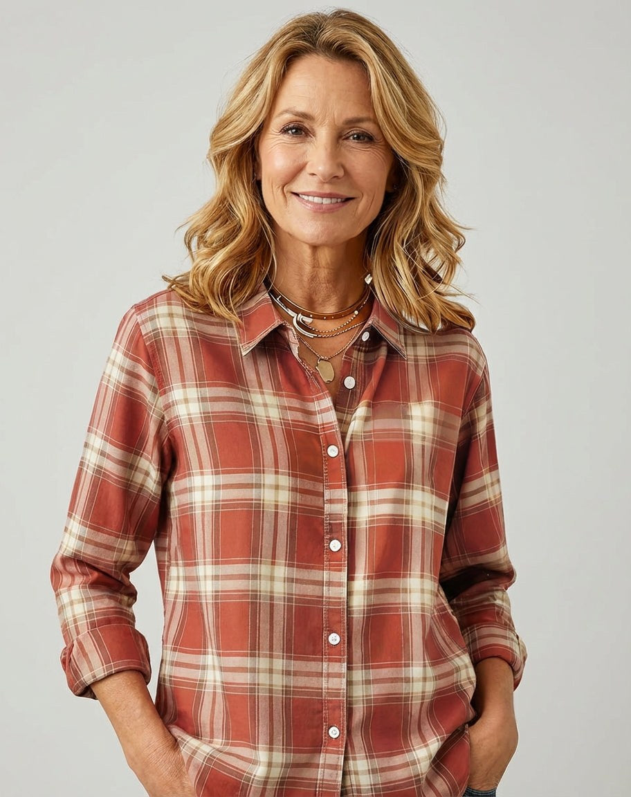 Ella | Women's Plaid Flannel Shirt, Regular-Fit Cotton Shirt | My Sweet Wardrobe
