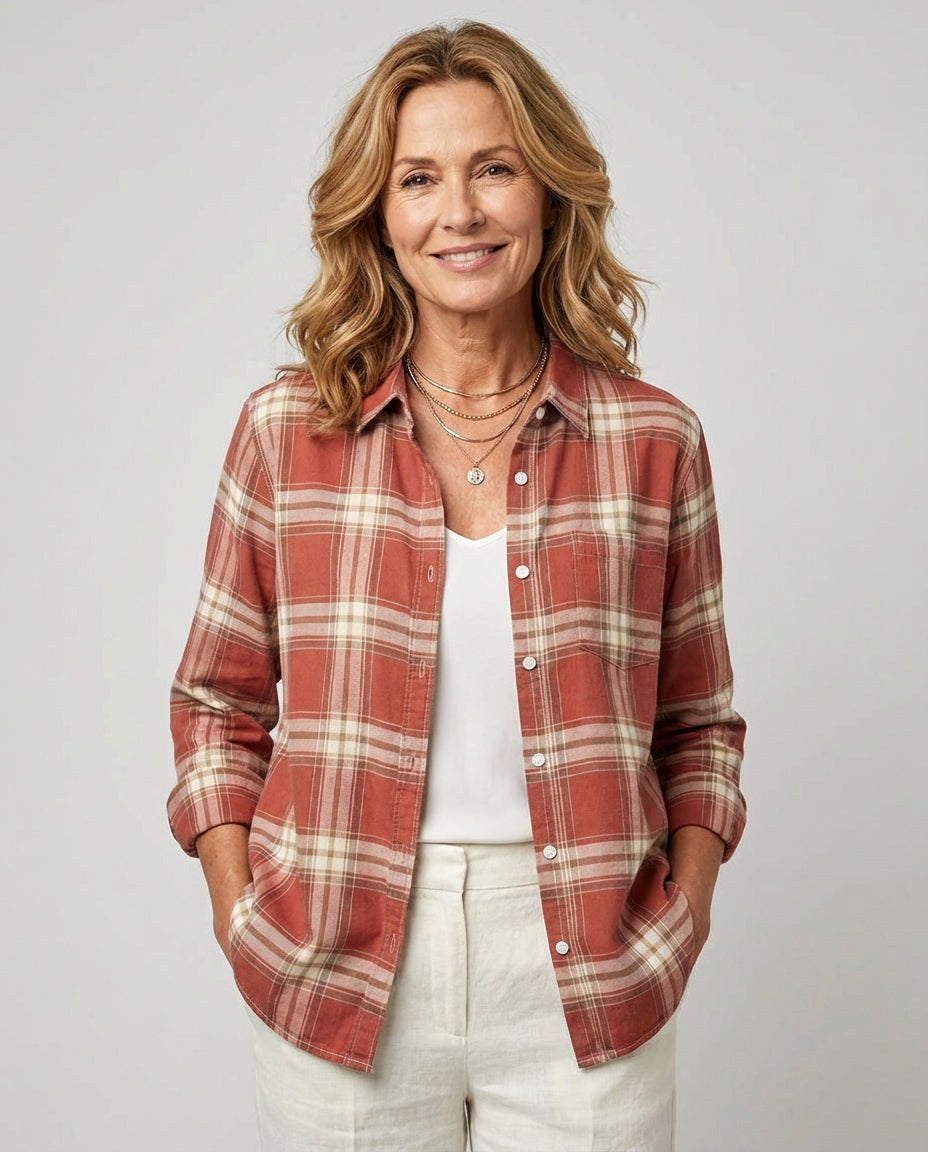 Ella | Women's Plaid Flannel Shirt, Regular-Fit Cotton Shirt | My Sweet Wardrobe
