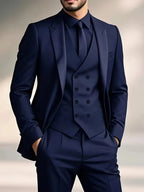 Elliot | Men's Slim-Fit Three-Piece Suit, Double-Breasted Waistcoat Trouser Suit | My Sweet Wardrobe
