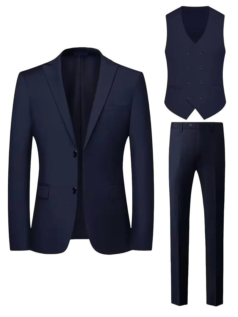 Elliot | Men's Slim-Fit Three-Piece Suit, Double-Breasted Waistcoat Trouser Suit | My Sweet Wardrobe