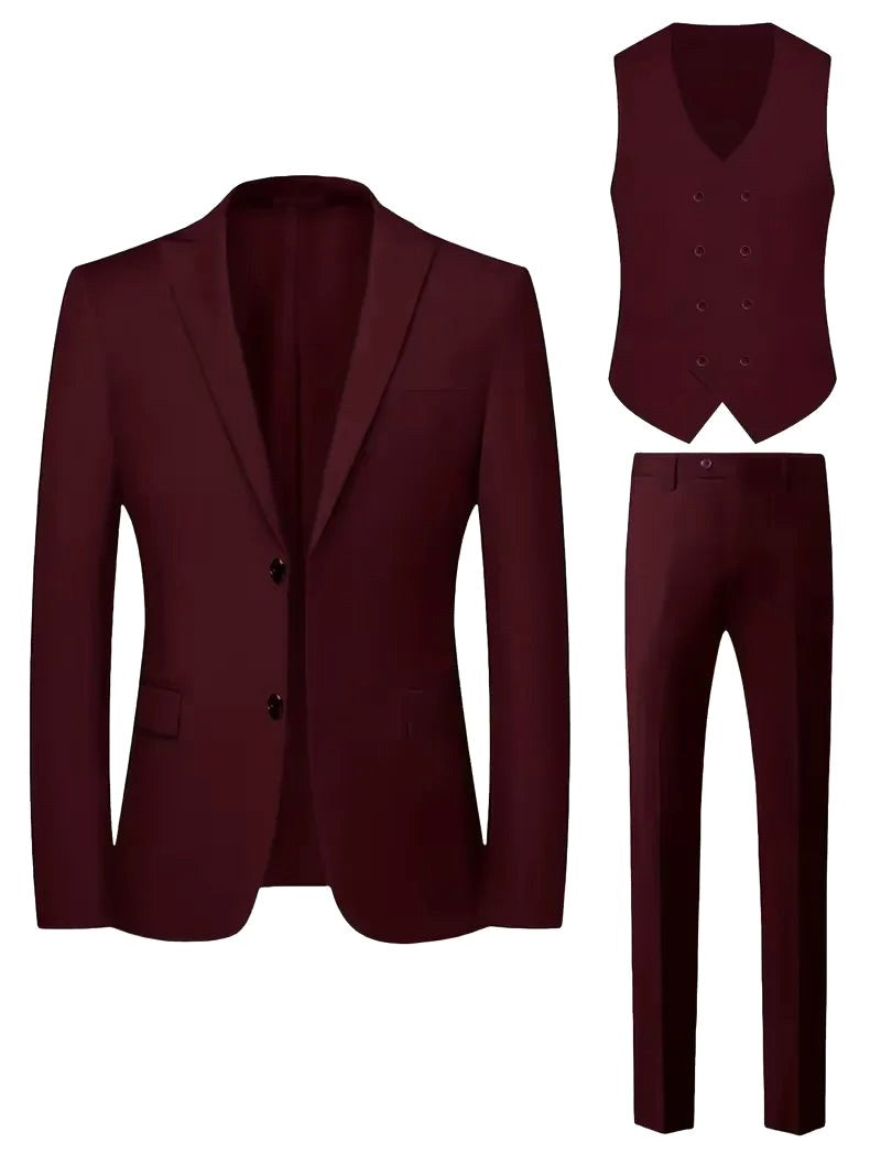 Elliot | Men's Slim-Fit Three-Piece Suit, Double-Breasted Waistcoat Trouser Suit | My Sweet Wardrobe