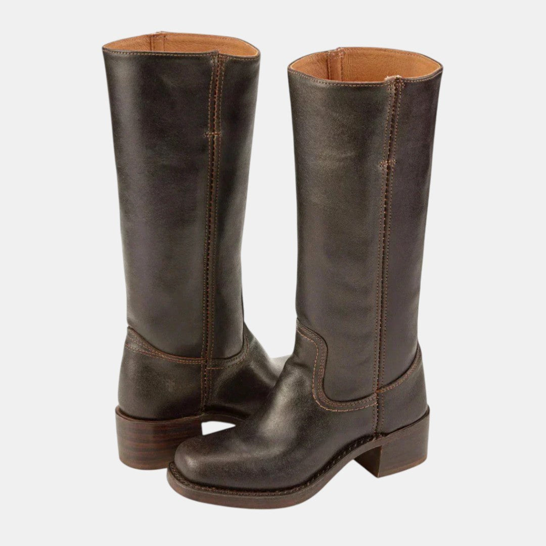 Eloane | Women's Cushioned Slip-On Cowboy Boots, Western-Style Ankle Boots | My Sweet Wardrobe | Dark Brown