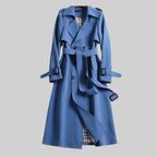 Eloise | Women's Belted Double-Breasted Trench Coat, Longline Winter Coat | My Sweet Wardrobe | Blue