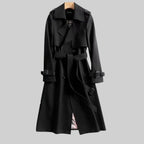 Eloise | Women's Belted Double-Breasted Trench Coat, Longline Winter Coat | My Sweet Wardrobe | Black