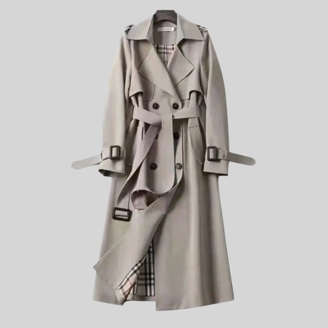 Eloise | Women's Belted Double-Breasted Trench Coat, Longline Winter Coat | My Sweet Wardrobe | Gray