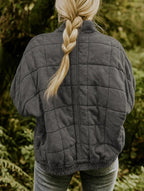 Emery | Women's Oversized Quilted Jacket, Structured Collar Autumn Jacket | Dressific | Beige