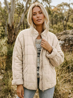Emery | Women's Oversized Quilted Jacket, Structured Collar Autumn Jacket | Dressific