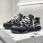 Emil | Men's Sports Shoes with Geometric Pattern, Lace-Up Shoes with Tread Sole | My Sweet Wardrobe | Black