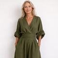 Emilie | Women's Wide-Leg Linen Jumpsuit, Cinched-Waist Jumpsuit | My Sweet Wardrobe